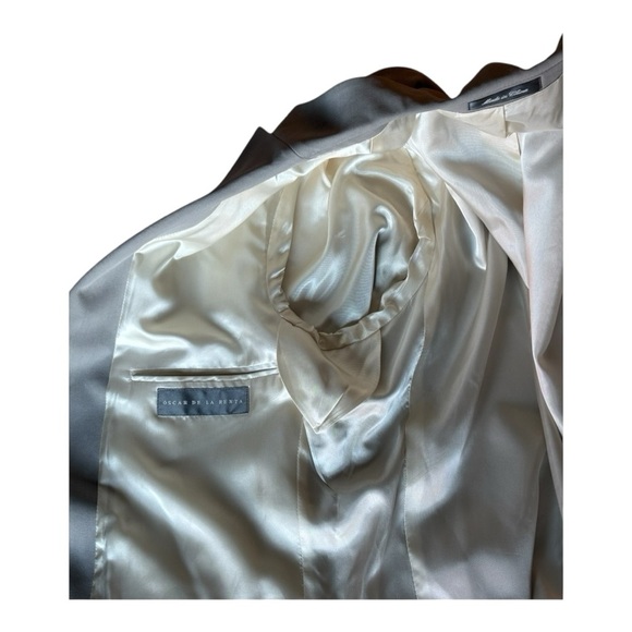 Oscar De La Renta 100 % Sand Washed Pure Silk Men’s Silver J101 Blazer | 44R - Picture 10 of 14